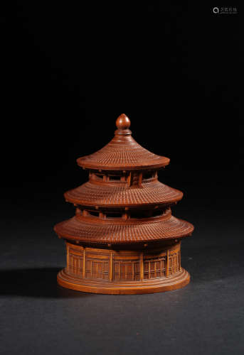 A CARVED BOXWOOD ‘TIANTAN’CENSER,QING DYNASTY