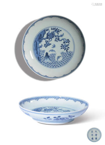 A BLUE AND WHITE DISH,MARK AND PERIOD OF YONGZHENG