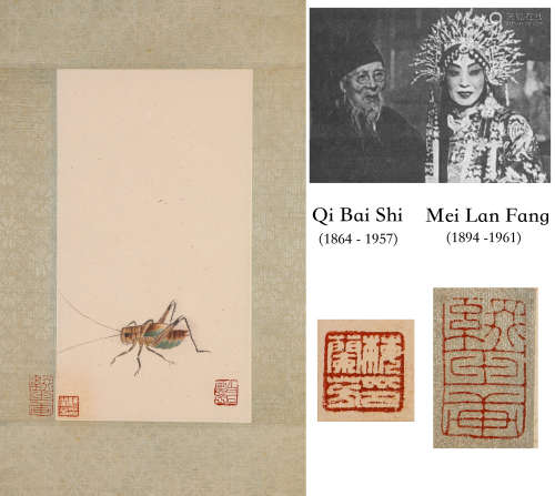 A CHINESE INSECT PAINTING, INK AND COLOR ON PAPER, MOUNTED, ...