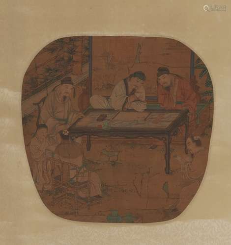 A CHINESE FIGURE PAINTING ON SILK, HANGING SCROLL, ANONYMOUS