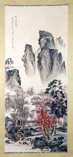 A CHINSE LANDSCAPE PAINTING ON PAPER, HANGING SCROLL, CHEN S...