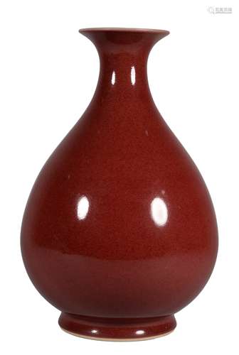 A RED GLAZE VASE, YUHUCHUNPING