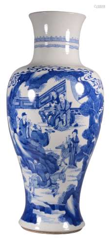 A BLUE AND WHITE EIGHT IMMORTALS VASE