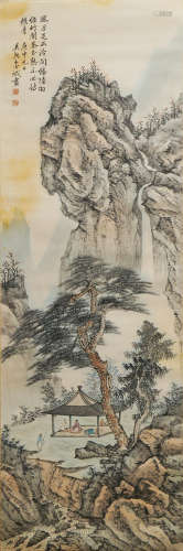 A CHINSE LANDSCAPE PAINTING ON PAPER, HANGING SCROLL, JIN CH...