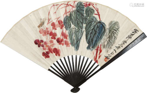 齐白石(1863-1957)红蓼蚱蜢