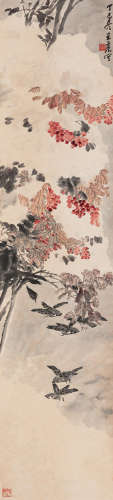 王一亭(1867-1938)红蓼麻雀