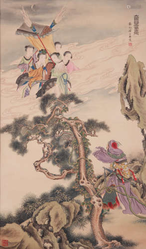 A CHINESE LANDSCAPE PAINTING ON SILK, MOUNTED, HUANG SHANSHO...