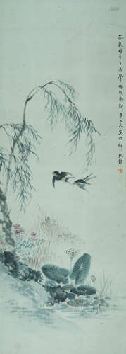 A CHINESE SWALLOW PAINTING ON PAPER, HANGING SCROLL, HUA YAN...