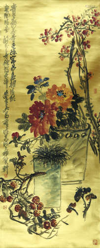 A CHINESE LANDSCAPE PAINTING ON PAPER, HANGING SCROLL, WU CH...