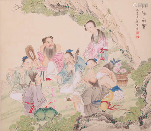 A CHINESE EIGHT IMMORTALS PAINTING ON PAPER, HANGING SCROLL,...