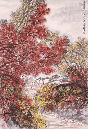 A CHINESE LANDSCAPE PAINTING ON PAPER, MOUNTED, ZHANG DENGTA...