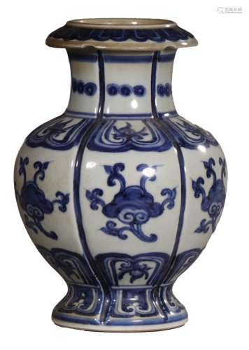 A BLUE AND WHITE RUYI AND CLOUD VASE