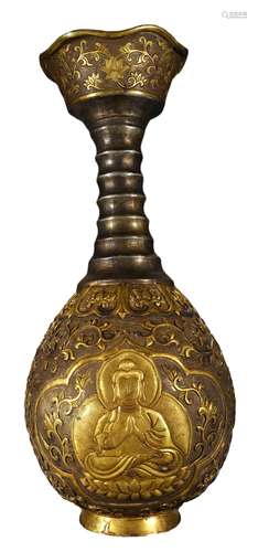 A GILDED BUDDHA VASE