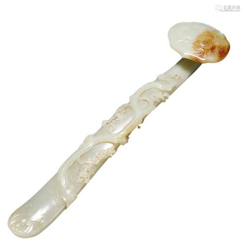 A HETIAN JADE PEACH RUYI SCEPTRE