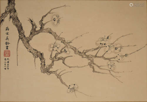FLOWER, INK ON PAPER, MOUNTED, SONG MEILING
