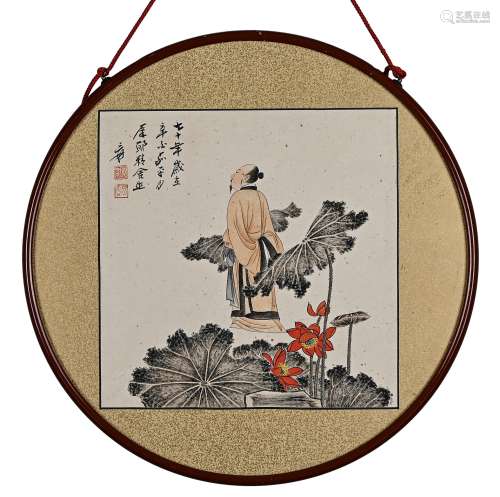 BIRD, INK AND COLOR ON PAPER, MOUNTED AND FRAMED, ZHANG DAQI...