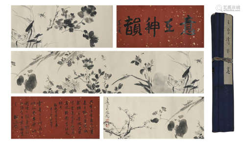 INSECTS, INK AND COLOR ON PAPER, HANDSCROLL, WANG XUETAO