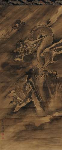 DRAGON, INK AND COLOR ON PAPER, HANGING SCROLL, ZHOU XUN