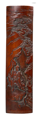 A CARVED BAMBOO ARM REST