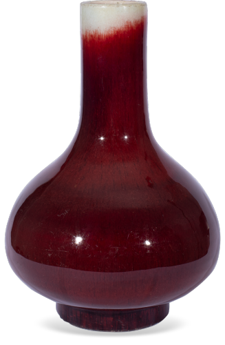 清晚期<br>红釉荸荠瓶