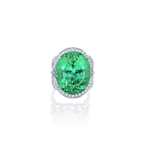 綠碧璽鑽石戒