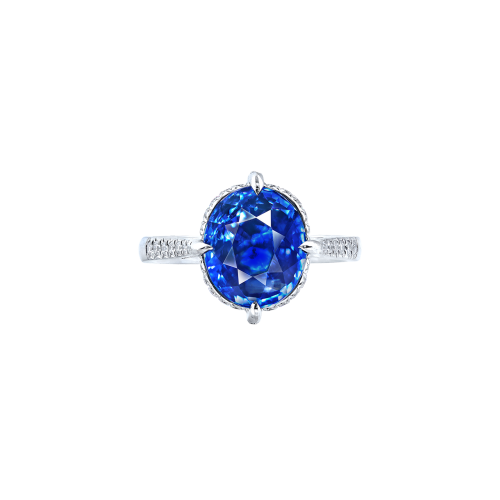 斯里蘭卡皇家藍天然無燒藍寶鑽石戒