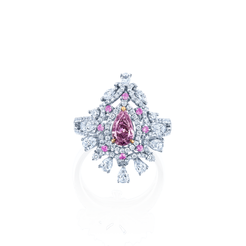 紫粉彩鑽鑽石戒