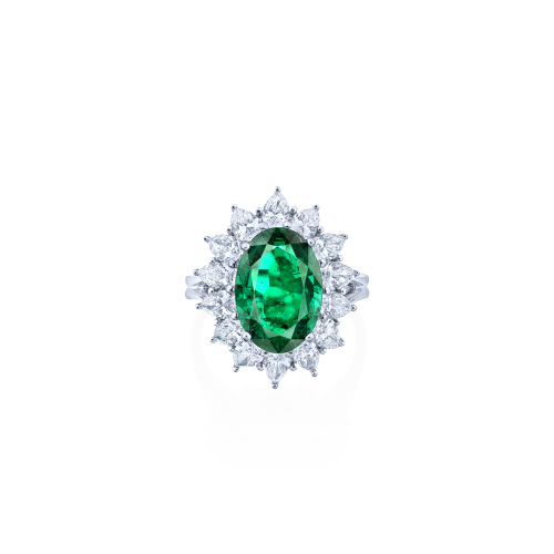 GRS 尚比亞祖母綠鑽石戒指