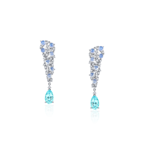 GIA 莫三比克 PARAIBA 藍碧璽鑽石耳環