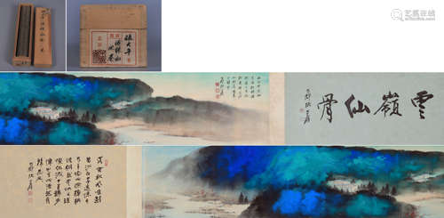 LANDSCAPE, INK AND COLOR  ON PAPER, HANGSCROLL, ZHANG DAQIAN