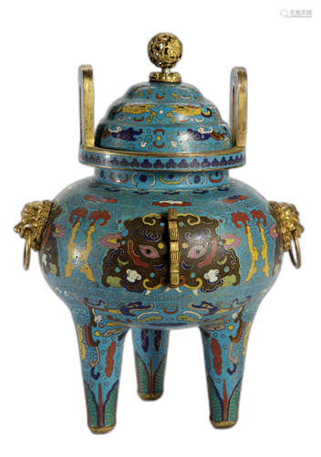 A CLOISONNé-ENAMEL BEAST CENSER