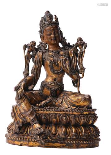 A GILT-COPPER FIGURE OF BUDDHA