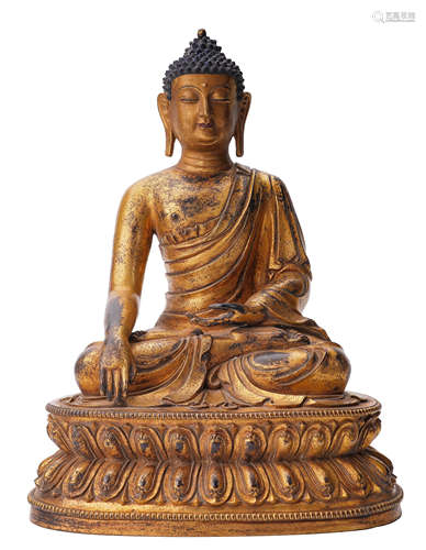 A GILT-COPPER FIGURE OF BUDDHA