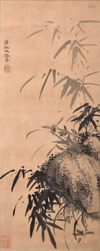 BAMBOO, INK ON PAPER, HANGING
 SCROLL, SHI TAO