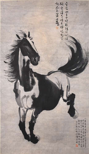 HORSE, INK ON PAPER, HANGING
 SCROLL, XU BEIHONG