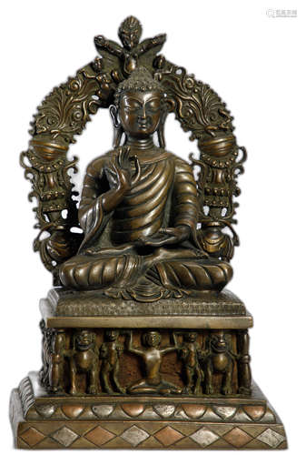 A COPPER ALLOY FIGURE OF
 AMITABHA