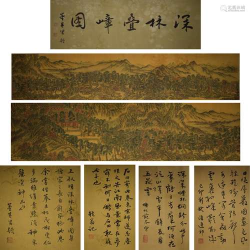 LANDSCAPE, INK AND COLOR ON SILK, HAND
 SCROLL, WANG MENG