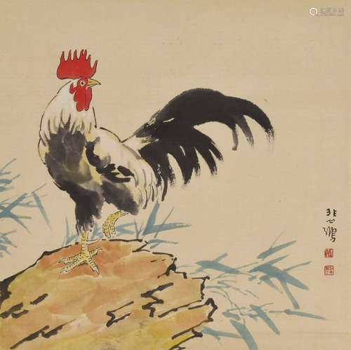 ROOSTER,INK AND COLOR ON PAPER, XU BEIHONG