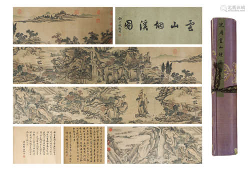 LANDSCAPE, INK AND COLOR ON PAPER, HANDSCROLL, SHEN ZHOU