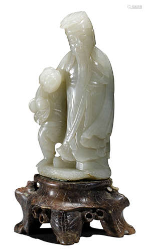 A HETIAN JADE GOD OF LONGEVITY