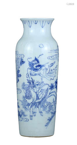 A BLUE AND WHITE FIGURE VASE