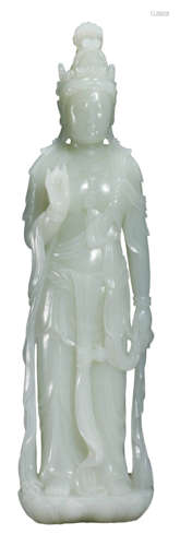 A HETIAN JADE FIGURE OF GUANYIN