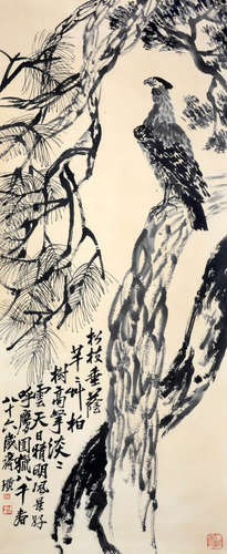 QI BAISHI, EAGLE PAINTING ON PAPER, MOUNTED