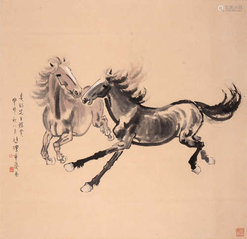 XU BEIHONG, HORSE PAINTING ON PAPER, HANGING SCROLL