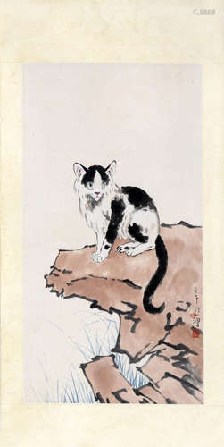 XU BEIHONG, CAT PAINTING ON PAPER, MOUNTED