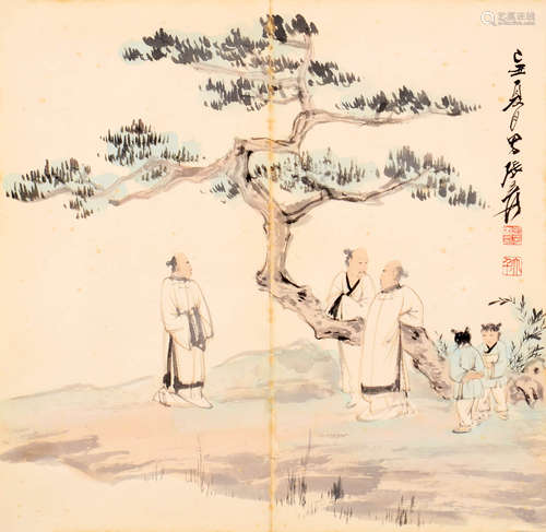 ZHANG DAQIAN, SCHOLAR PAINTING ON PAPER, MOUNTED