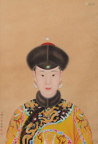 EMPRESS, INK AND COLOR ON SILK, HANGING SCROLL, LANG SHINING