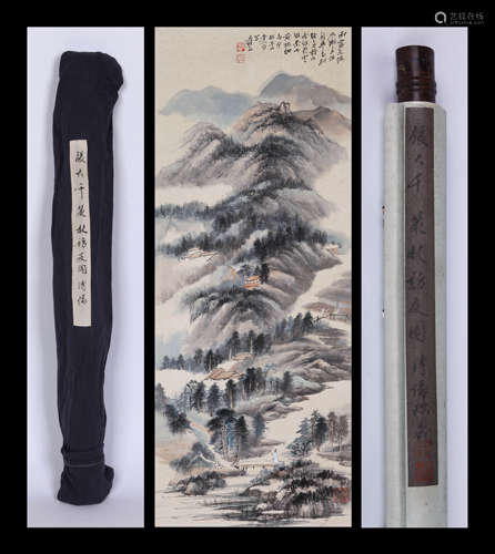 ZHANG DAQIAN, SCHOLARS PAINTING ON PAPER, HANGING SCROLL