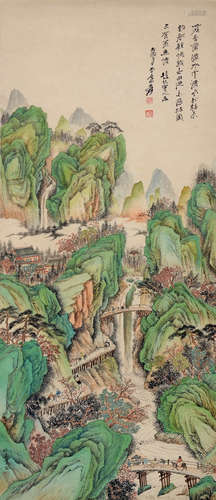 ZHANG DAQIAN, LANDSCAPE PAINTING ON PAPER, MOUNTED