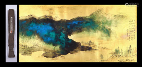 ZHANG DAQIAN, LANDSCAPE PAINTING ON PAPER, MOUNTED